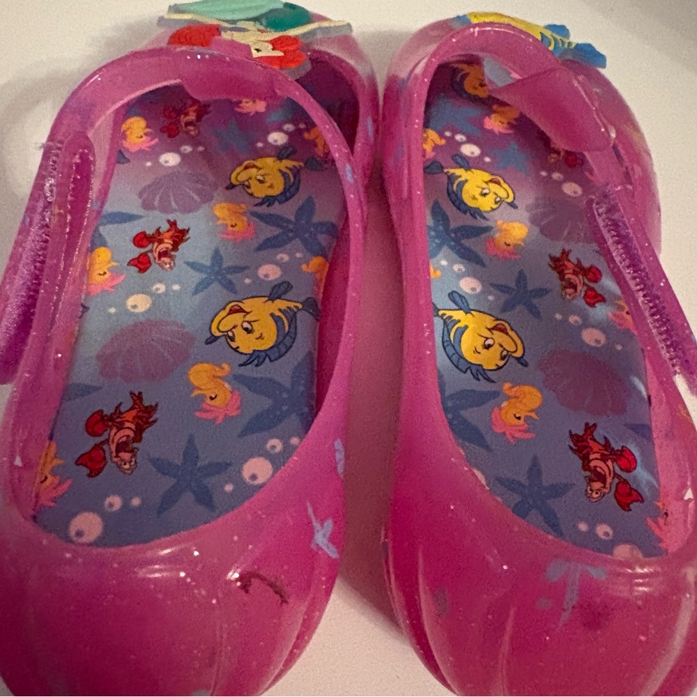 Disney Princess The Little Mermaid Ariel Sandals Pink Sparkle Girls Sz 12 - Picture 5 of 7